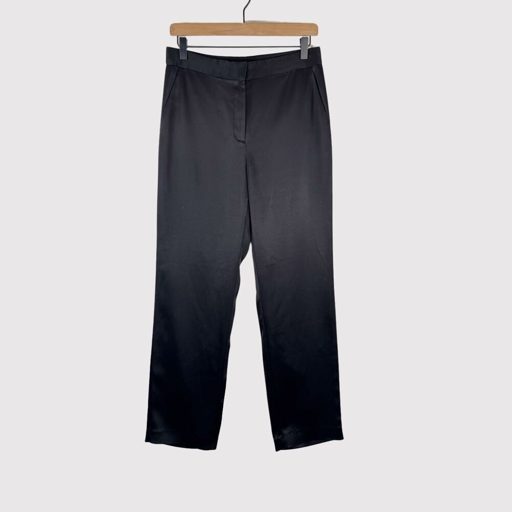 Aritzia Babaton Womens Pants Black Command Satin Straight Leg Trouser Size 6